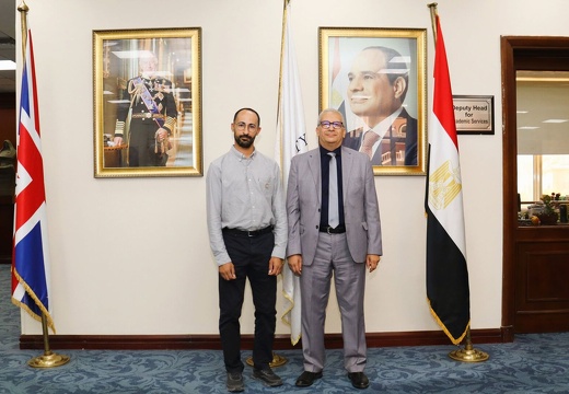 BUE Library Welcomes Mr. Mohammed Al Majbri and Dr. Osama Kashadah