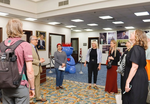 Manchester Metropolitan University Delegation Visits the British University in Egypt Library with Faculty of Art & Design Academics