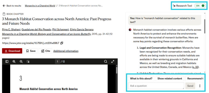 JSTOR AI Research Tool